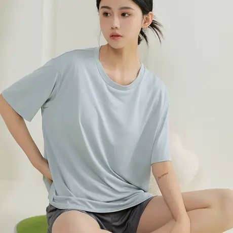 带胸垫睡衣女夏薄款冰丝凉感短袖短裤可外穿大码莫代尔家居服套装图片