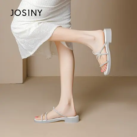 卓诗尼气质时装凉鞋女2025夏季新款网红外穿休闲一字扣软底女鞋图片