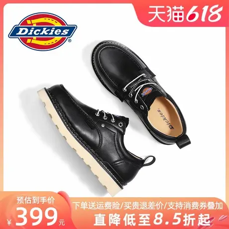 Dickies男鞋2025新款夏季厚底真皮低帮工装鞋男士黑色英伦马丁鞋商品大图