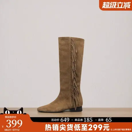 St&Sat/星期六女25新款牛反绒秋冬尖头低跟时尚百搭尖头显瘦靴商品大图