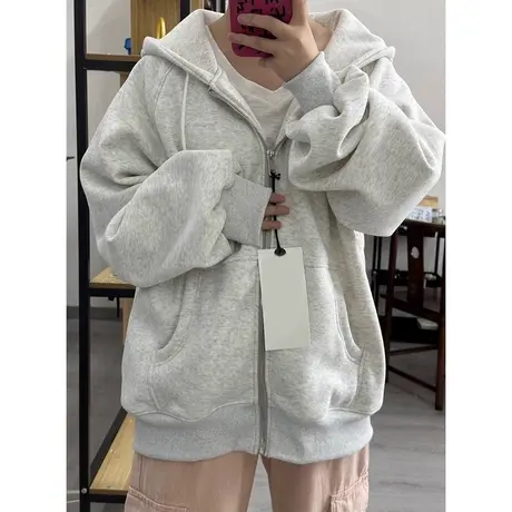 vintage连帽衫卫衣女春秋百搭宽松韩版chic复古港味薄款上衣潮牌商品大图