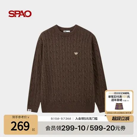 【WOODIE系列】SPAO韩国同款25年秋季新品男士时尚小熊刺绣毛衣商品大图