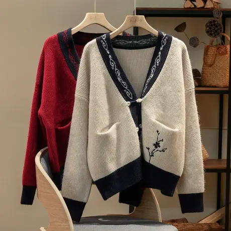 享永子【国风新风尚】小众设计精致中国风针织开衫女秋商品大图