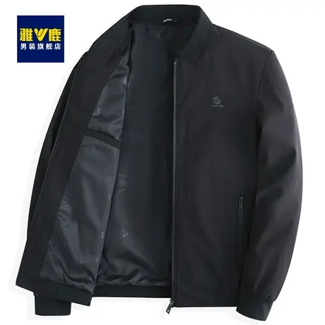 雅鹿夹克男士2023春秋款棒球领中青年爸爸装休闲百搭茄克上衣外套商品大图