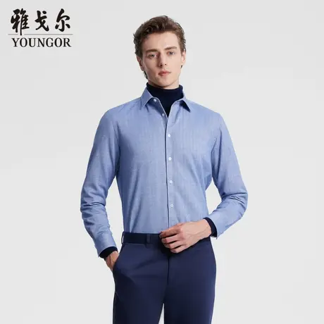 【D系羊毛内胆】雅戈尔23秋季新品商务休闲保暖人字纹长袖衬衫男商品大图