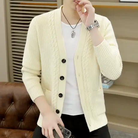 春秋季潮牌夹克男士韩版百搭针织开衫外套高品质帅气简约毛衣秋装商品大图