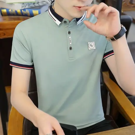 新款男士polo衫短袖t恤春夏季潮牌翻领半袖男装上衣服潮流体恤衫商品大图