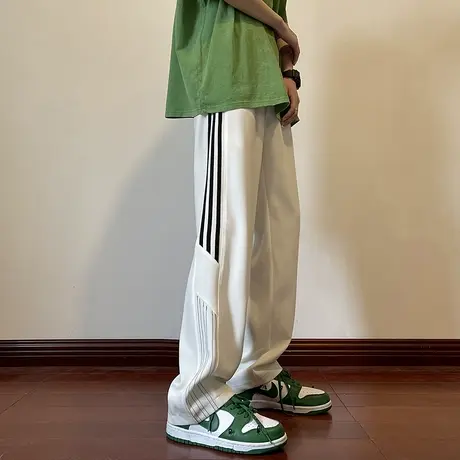 条纹裤子男夏季薄款宽松直筒运动潮流百搭工装休闲长裤子ins潮牌商品大图
