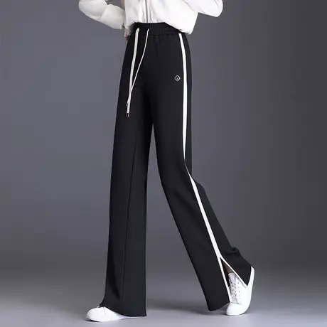 开叉拖地长裤阔腿裤女秋季2023新款显瘦垂感直筒裤百搭休闲运动裤商品大图