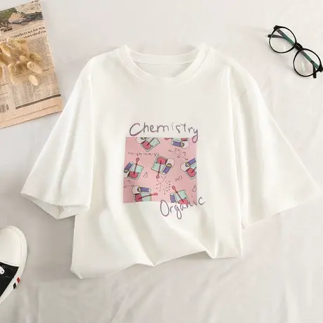 ulzzang大码ins潮胖mmT恤女慵懒风上衣别致韩风chic奶系短袖减龄商品大图