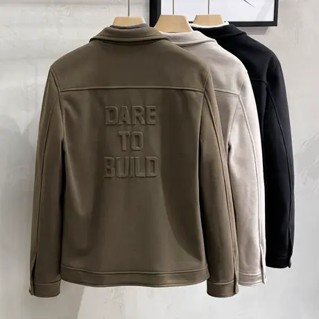 男士毛呢子短款外套2023新款秋冬季厚短款翻领轻熟风韩版夹克男潮商品大图