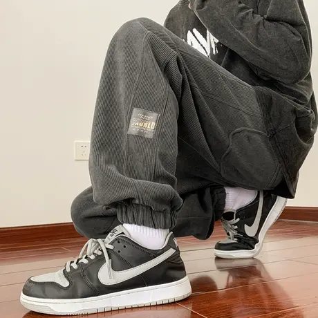 oversize大码裤子男秋季美式高街休闲运动裤潮牌束脚重磅卫裤春秋商品大图