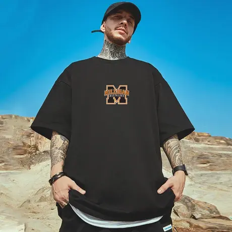 2025新款加肥加大码男oversize短袖夏季宽松T恤国潮简约半袖夏季商品大图