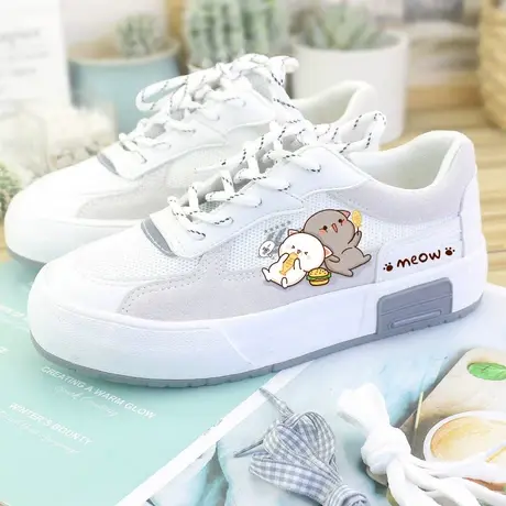 白板鞋春夏学生平底韩版街头帆布鞋女鞋百搭透气厚底小白鞋子女款商品大图