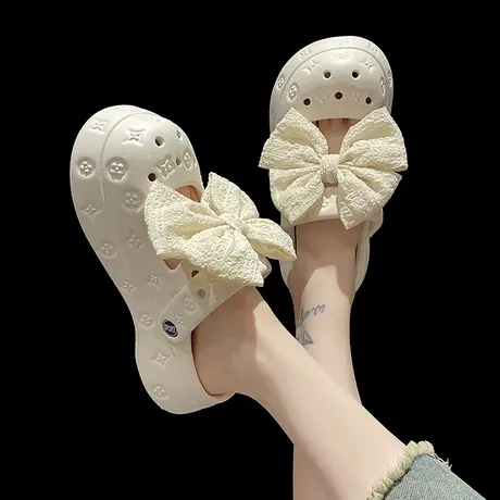 玛丽珍洞洞鞋女夏季外穿可爱蝴蝶结两穿厚底防滑包头踩屎感凉拖鞋商品大图