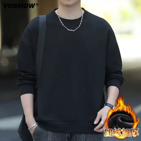 VIISHOW纯棉春秋季重磅连帽卫衣男潮牌冬季上衣帽衫加绒套头上衣商品大图