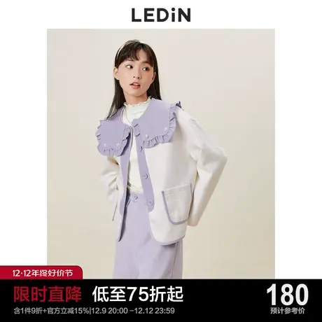 乐町大翻领拼接外套休闲秋季新款甜美短外套女宽松设计感小众图片