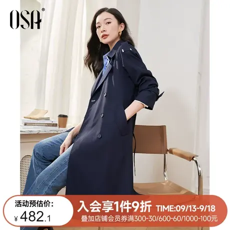 OSA欧莎复古英伦风双排扣风衣女士秋装2023年新款气质高级感外套商品大图
