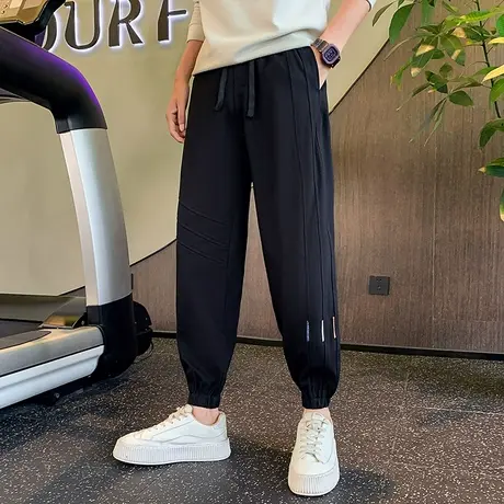 运动裤2023春秋季新款潮流哈伦裤男款抽绳百搭休闲卫裤宽松束脚裤商品大图