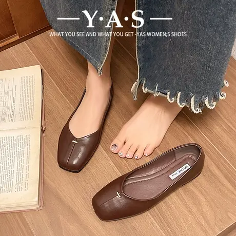 平底温柔时尚单鞋女鞋子2024年新款春季方头一脚蹬软底豆豆船鞋潮商品大图