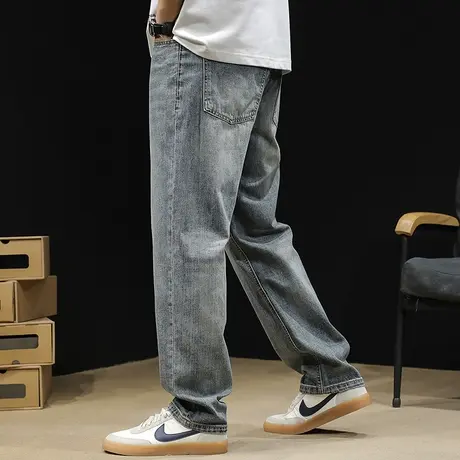 春季直筒牛仔裤男2024新款浅色锥形裤子宽松大码春秋男士潮牌男裤商品大图