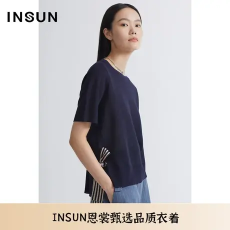 INSUN恩裳夏季绑带简约休闲百搭毛针织衫商品大图