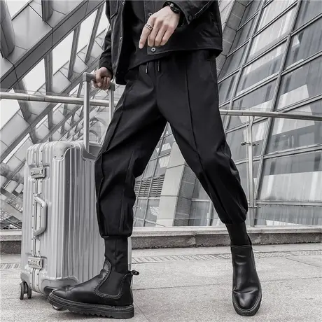 暗黑机能工装裤子男秋冬配马丁靴潮流百搭潮牌痞帅加绒休闲束脚裤商品大图