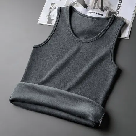 背心男秋冬季内穿保暖加绒加厚无袖t恤运动坎肩打底马甲健身跨栏商品大图