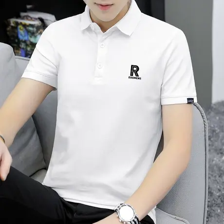翻领短袖t恤男士polo衫夏季潮牌商务休闲上衣服针织半袖简约百搭商品大图