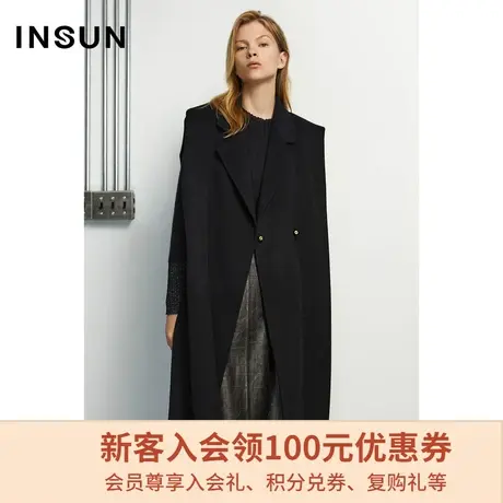 恩裳商场同款春季时尚金属链条腰带设计大廓型剪裁马甲款大衣商品大图