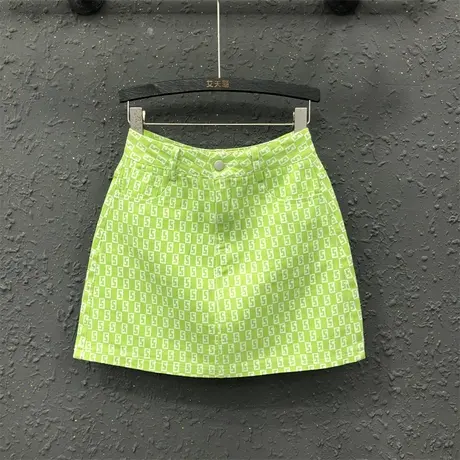 洋气高腰a字牛仔半身裙欧货2023女夏季新款字母休闲显瘦包臀短裙图片