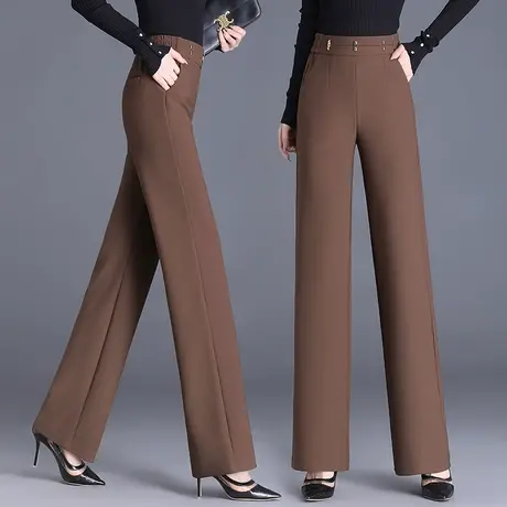 垂感西装窄版直筒裤子女春秋季2023新款小个子高腰显瘦休闲阔腿裤商品大图