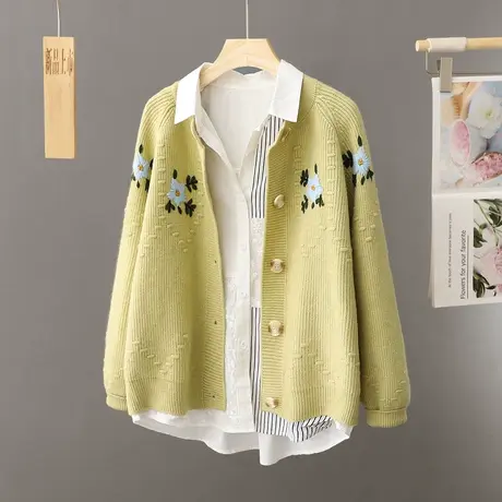 小个子穿搭圆领毛衣外套女秋冬季2023新款宽松短款上衣针织开衫潮图片