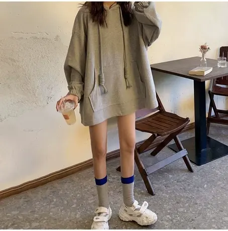 waitmore卫衣女2021秋季宽松韩版潮ins连帽上衣原宿bf慵懒风外套图片