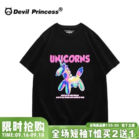 oversize小众短袖t恤女宽松大码ins潮牌原宿涂鸦纯棉半袖体恤夏装图片