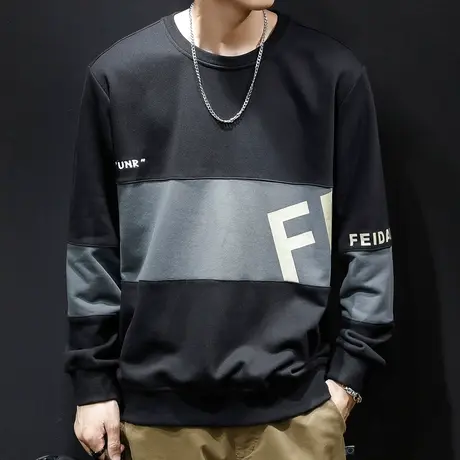 拼色卫衣男春秋大码潮ins2023新款胖子加肥加大秋季男士长袖秋冬商品大图