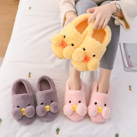 棉拖鞋女冬家用秋冬季包跟可爱卡通冬天毛绒情侣室内家居保暖棉鞋商品大图