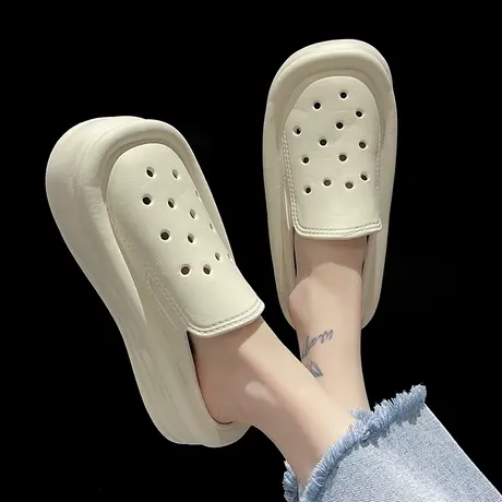 洞洞鞋女厚底增高2023夏季新款简约踩屎感防滑包头沙滩外穿凉拖鞋商品大图