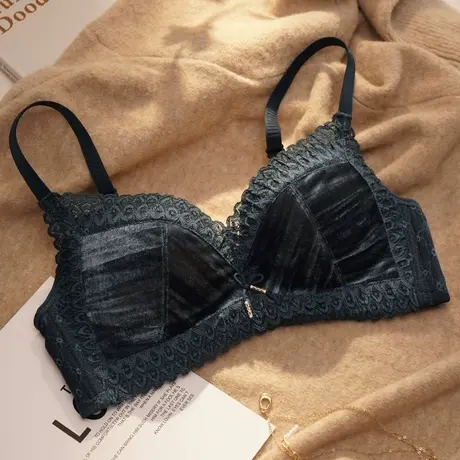 内衣女品牌专柜正品小胸聚拢显大无钢圈文胸套装秋冬绒面胸罩aa杯商品大图