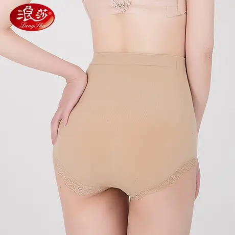 浪莎高腰收腹裤蕾丝边提臀翘臀纤腰针织美体内裤塑身三角裤神裤商品大图