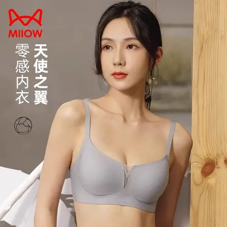猫人胸罩女夏天无钢圈性感聚拢小胸上托防下垂收副乳无痕文胸薄款图片