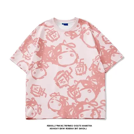 2023年春夏季新款大码情侣女装设计感小众上衣ins潮流宽松短袖t恤商品大图