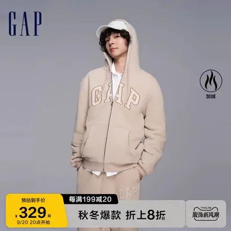 Gap男女装秋冬2023新款LOGO仿羊羔绒廓形卫衣美式连帽衫402176图片