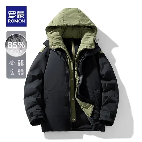 罗蒙2023冬季新款轻薄羽绒服男士外套潮流休闲保暖加厚连帽上衣男图片