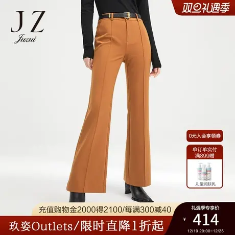 玖姿复古橙棕摩登微喇时尚立体裁剪女休闲裤-JUZUI春秋季新款商品大图