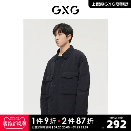 GXG男装 商场同款费尔岛系列黑色简约口袋夹克外套 22年冬季新品商品大图
