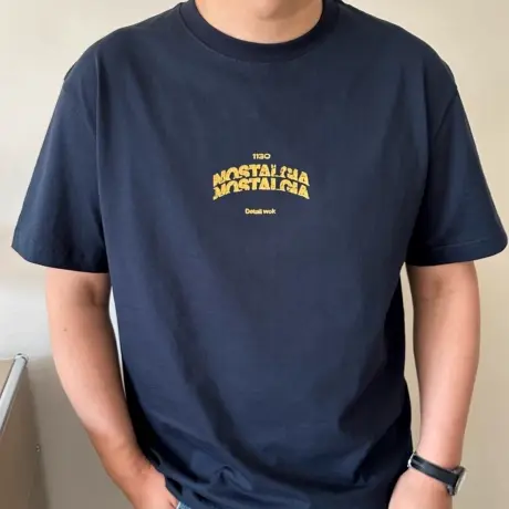 大依无忧夏季大码男装藏色蓝欧美休闲肥加大圆领男士短袖t恤半袖商品大图