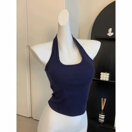 小个子短款挂脖背心吊带女夏季修身韩版设计感内搭打底衫无袖上衣图片