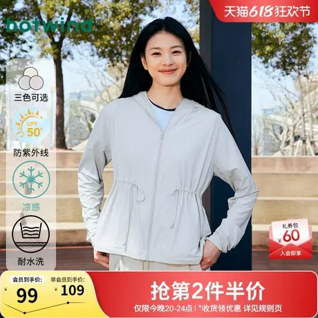 热风女装24夏新款女士遮阳服防紫外线大帽檐原纱凉感遮阳衣外套图片