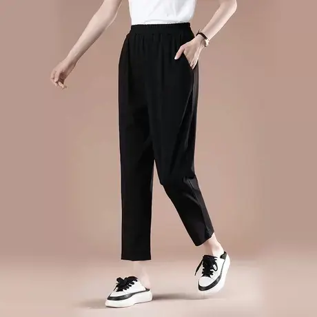 哈伦裤女春秋薄款加肥加大码女裤高腰宽松休闲裤子百搭显瘦九分裤商品大图